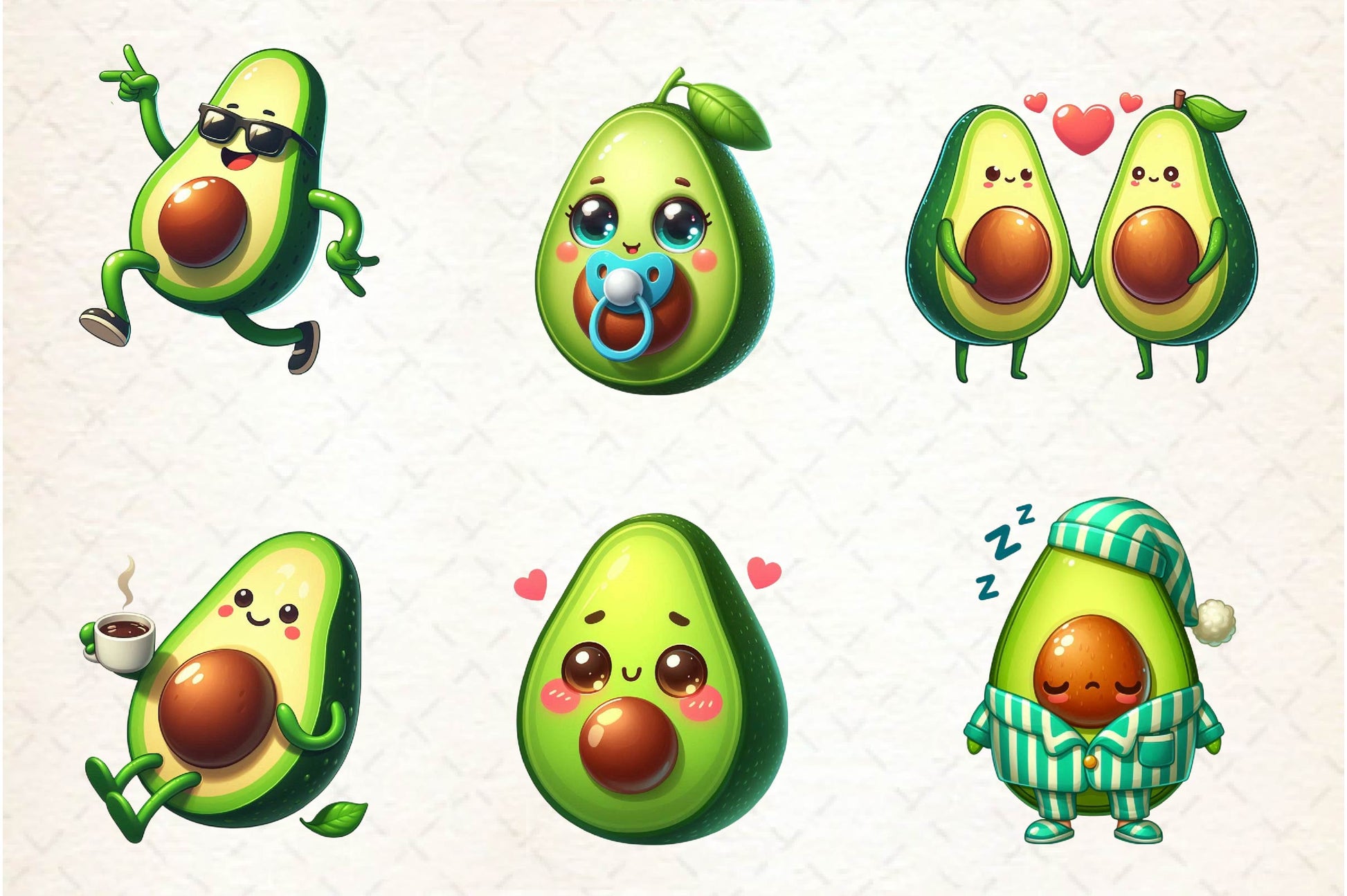 Cute Avocado Clipart Bundle 1 - CraftNest - Digital Crafting and Art