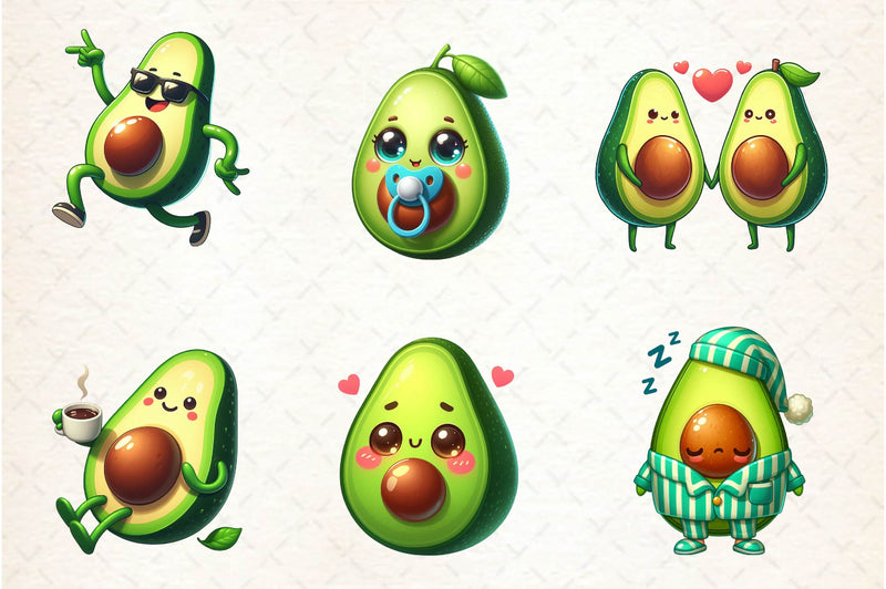 Cute Avocado Clipart Bundle 1 - CraftNest - Digital Crafting and Art