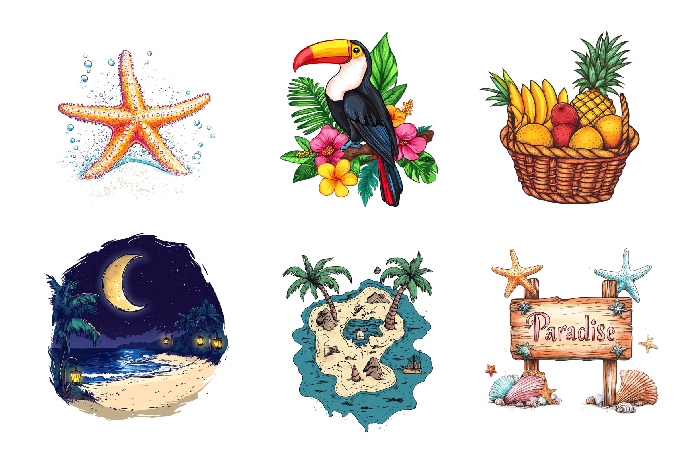 Summer Tropical Island Nature Clipart Bundle - CraftNest - Digital Crafting and Art