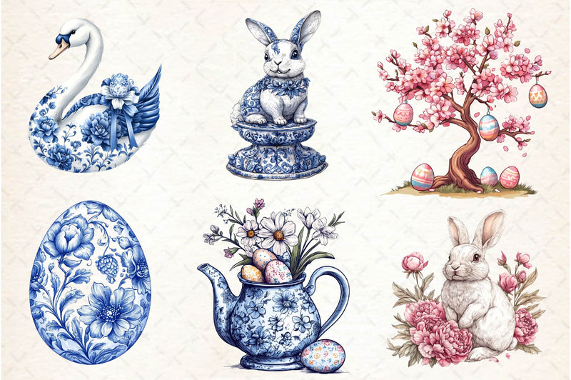 Chinoiserie Easter Clipart Bundle - CraftNest - Digital Crafting and Art
