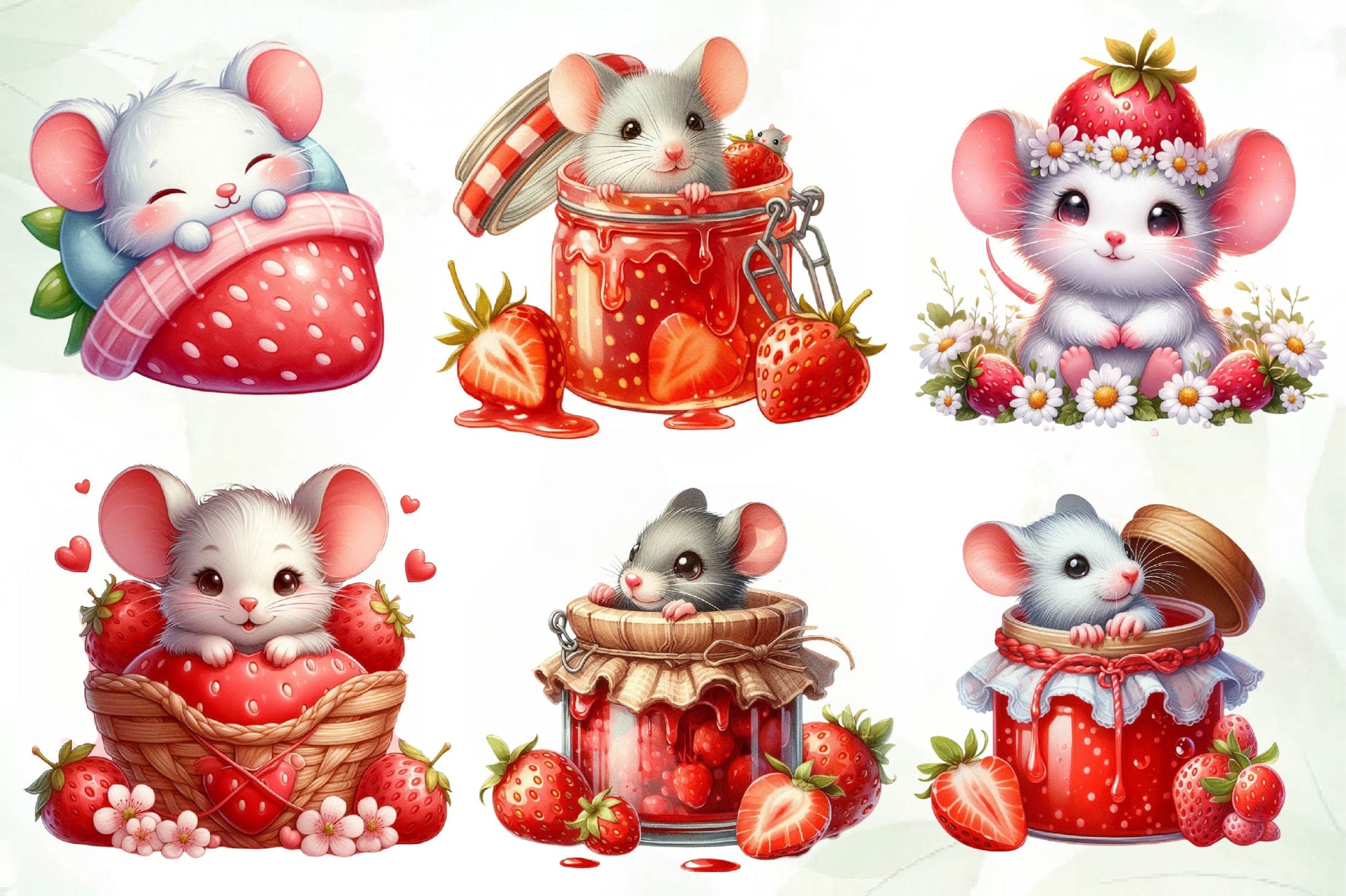 Minnie Animals Mouse Strawberry Clipart Bundle - CraftNest - Digital Crafting and Art