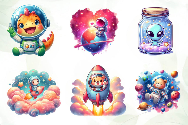 Astronaut Space Clipart Bundle - CraftNest - Digital Crafting and Art