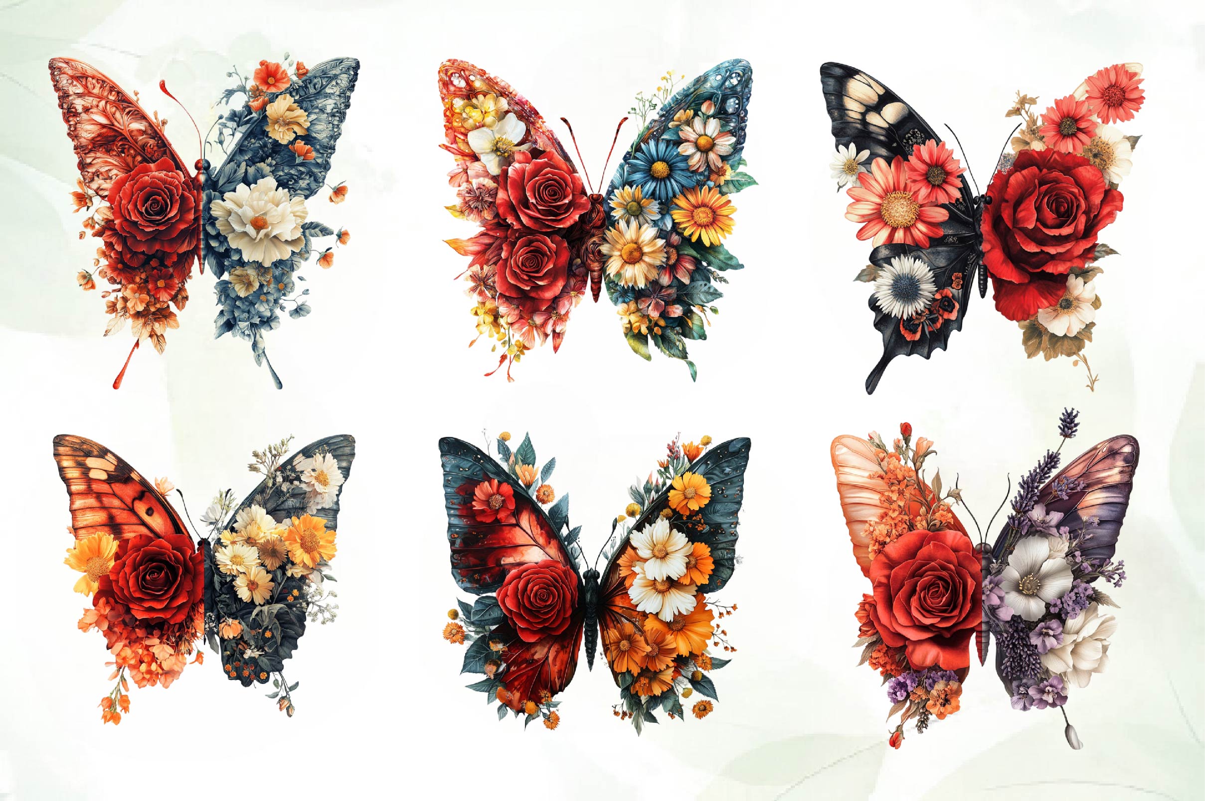 Butterfly Flowers Clipart Bundle - CraftNest - Digital Crafting and Art