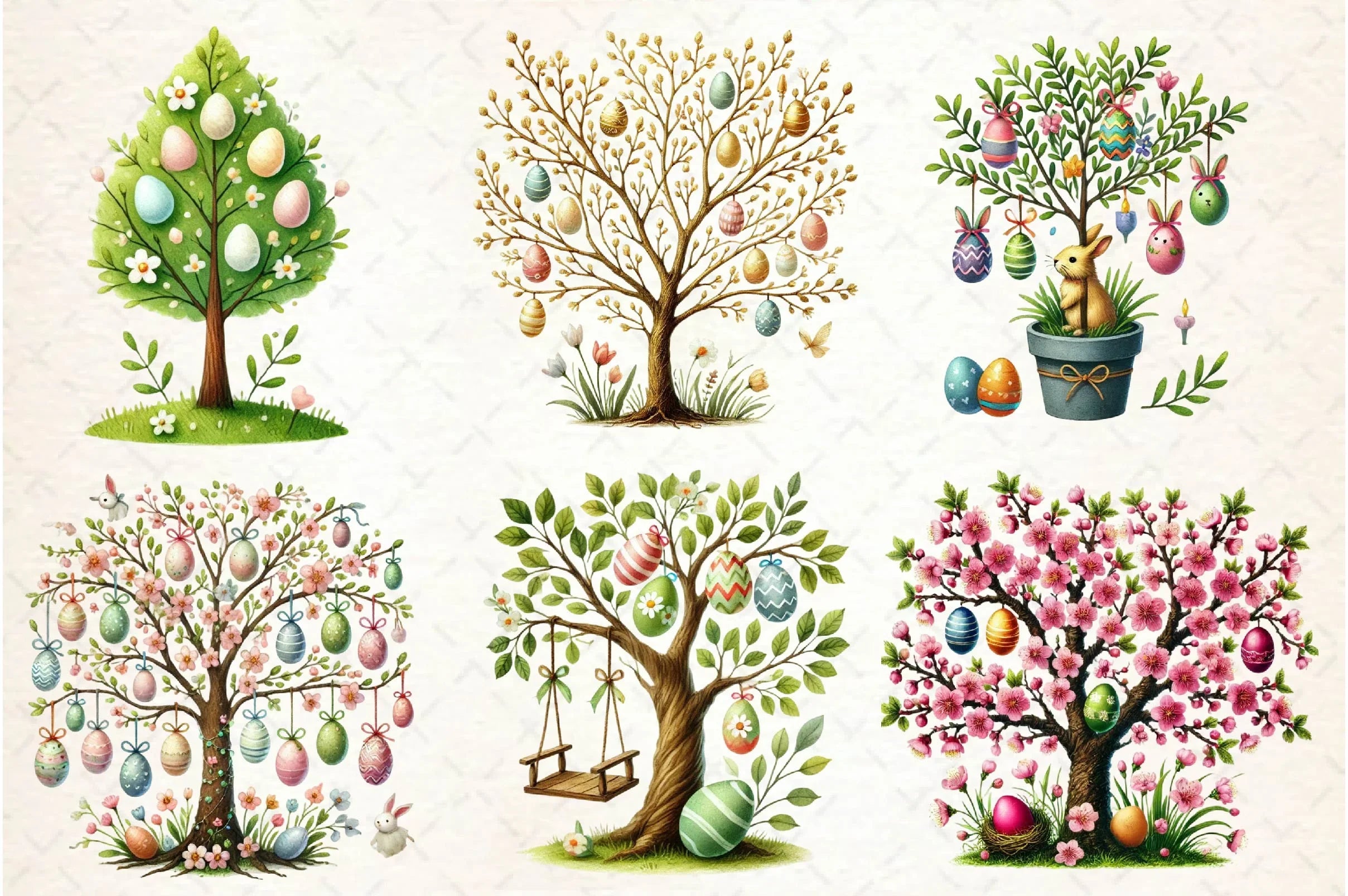 Easter Tree Clipart Bundle - CraftNest - Digital Crafting and Art