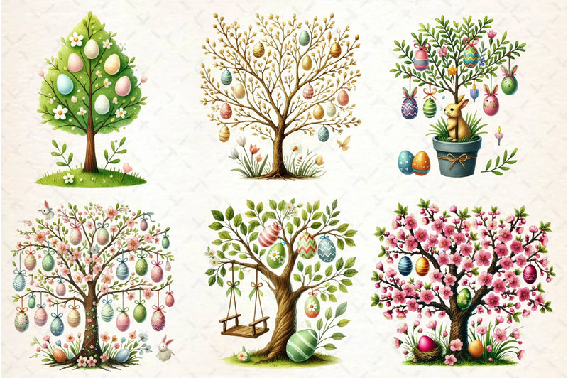Easter Tree Clipart Bundle - CraftNest - Digital Crafting and Art