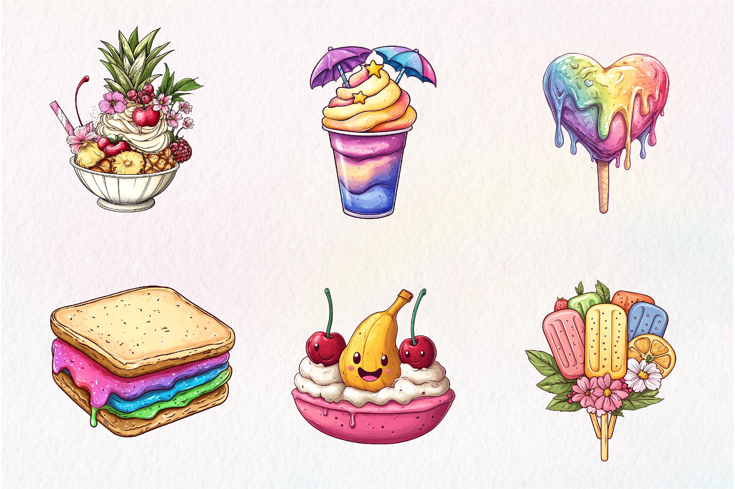 Colorful Summer Ice Cream Clipart Bundle - CraftNest - Digital Crafting and Art