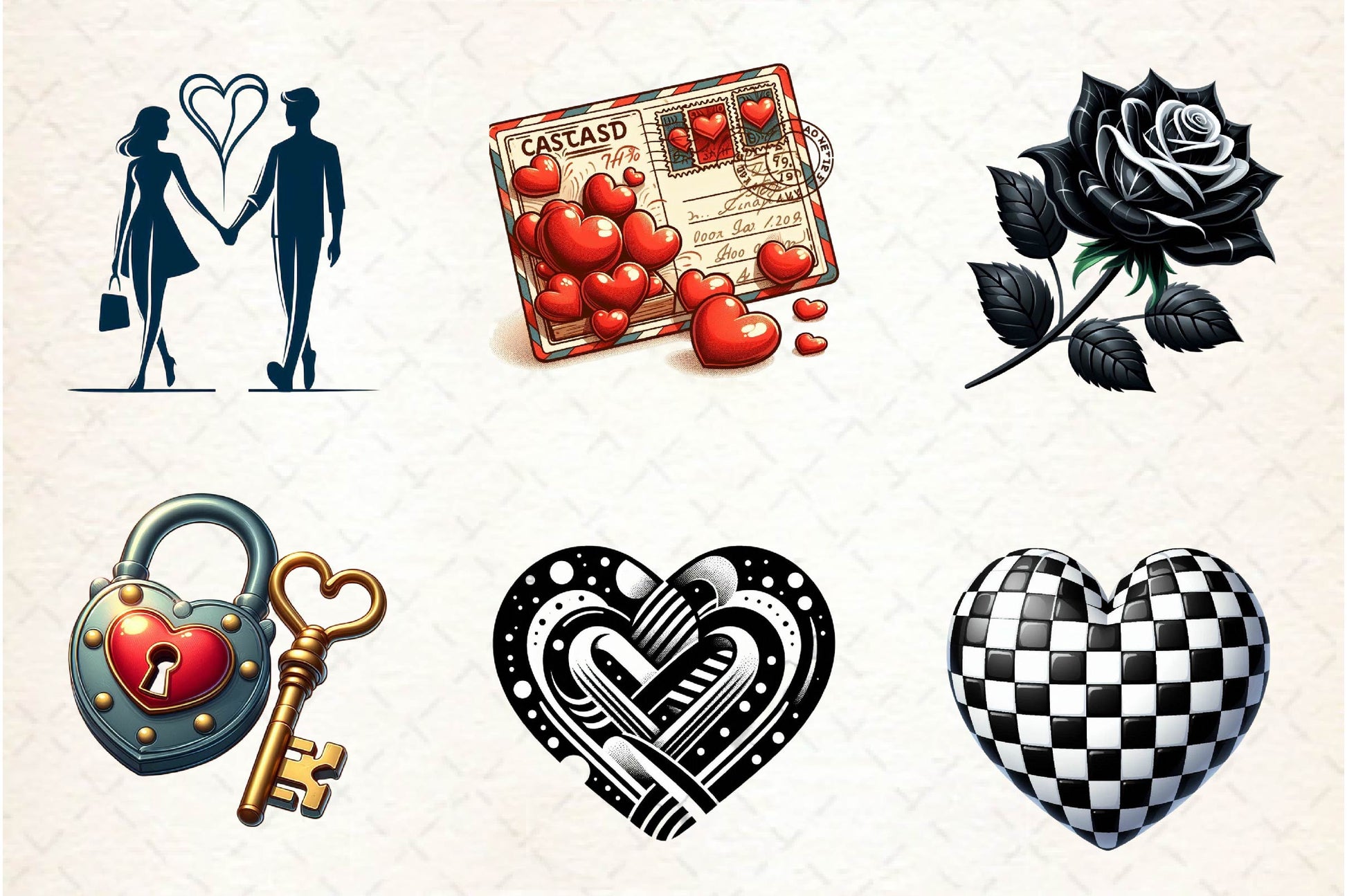 Black & White Valentine Clipart Bundle - CraftNest - Digital Crafting and Art