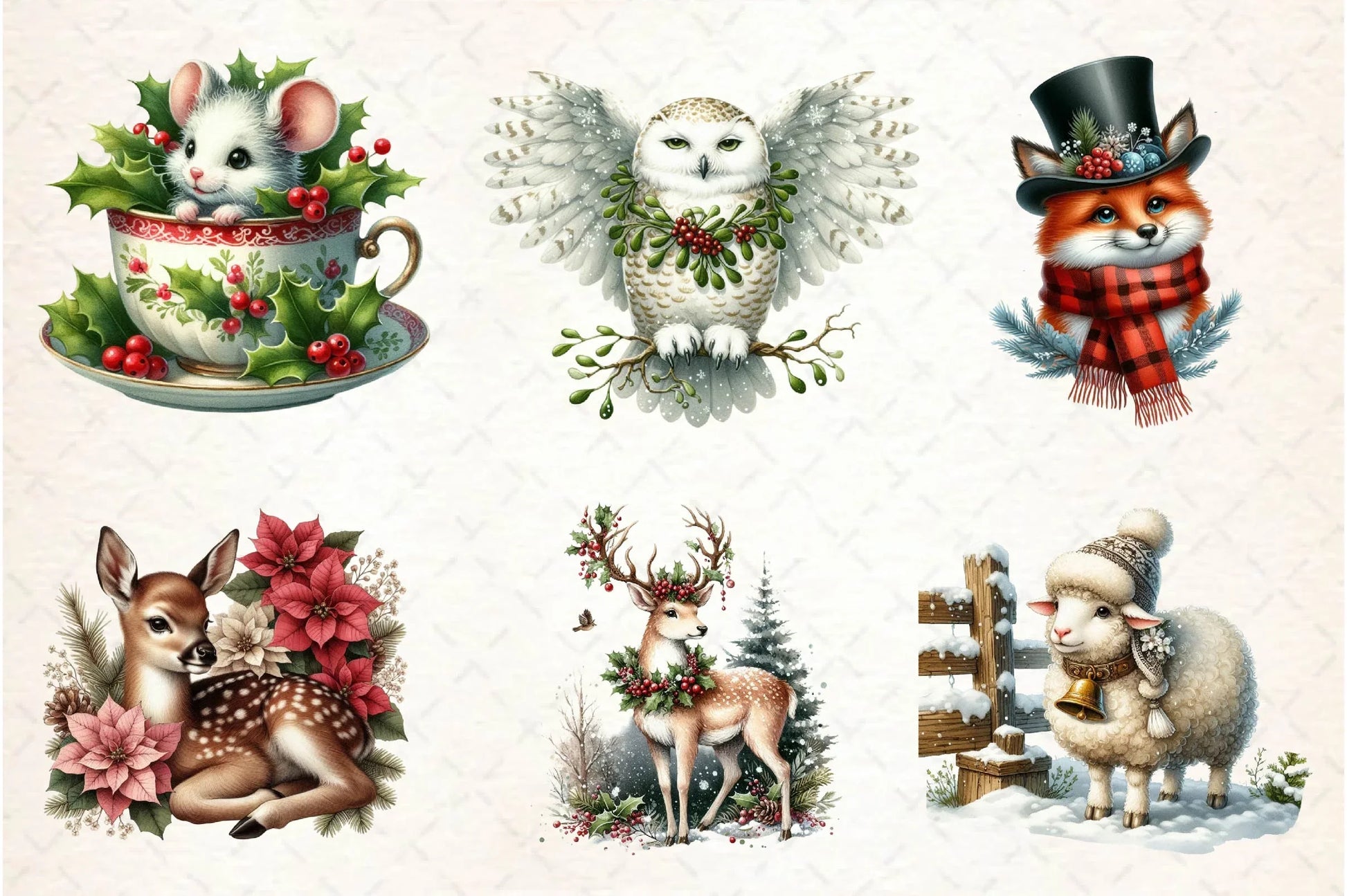 Vintage Christmas Animals Clipart Bundle - CraftNest - Digital Crafting and Art