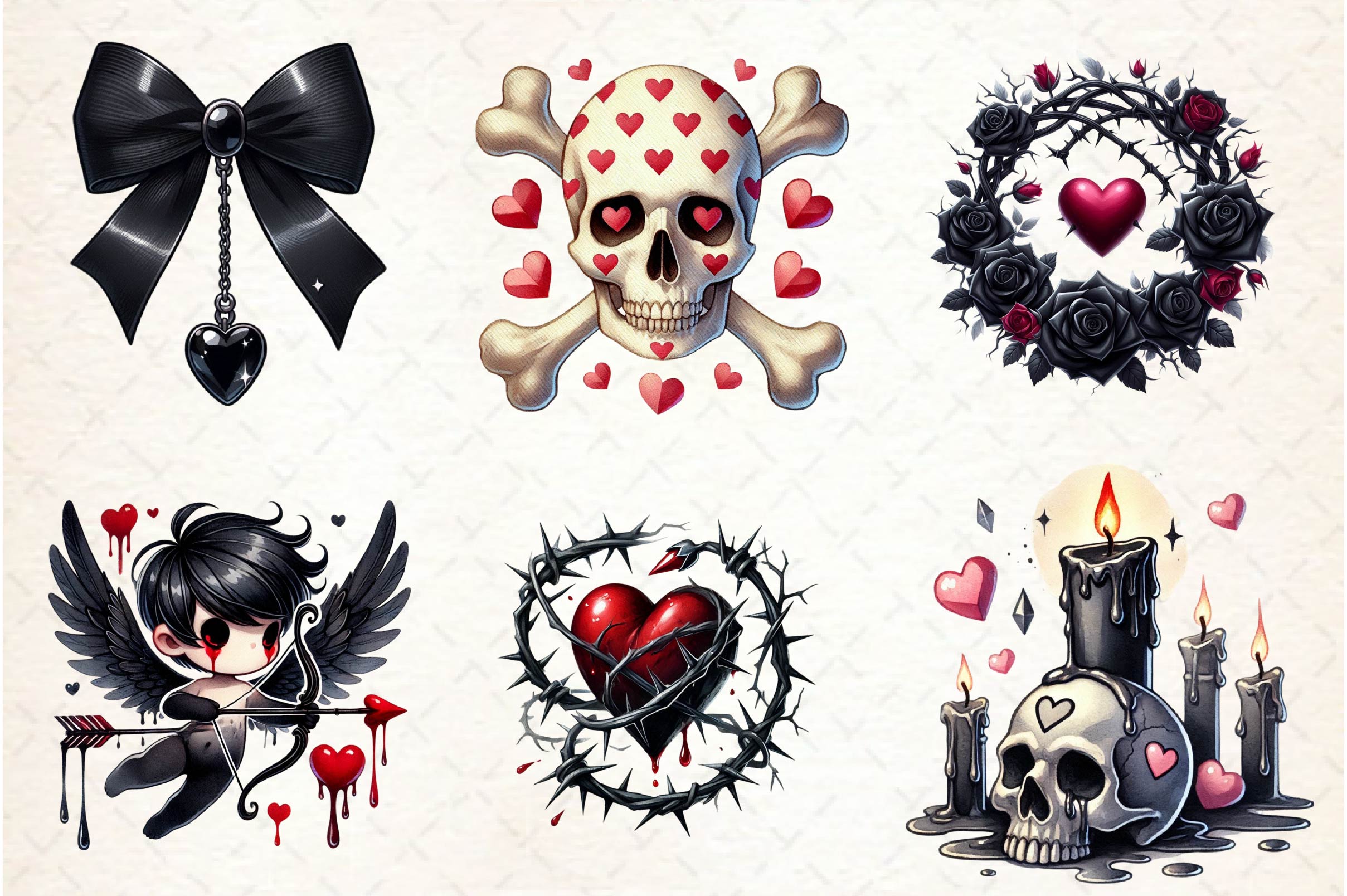 Gothic Valentine Clipart Bundle - CraftNest - Digital Crafting and Art