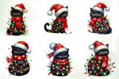 Funny Christmas Black Cat Clipart Bundle 1 - CraftNest - Digital Crafting and Art