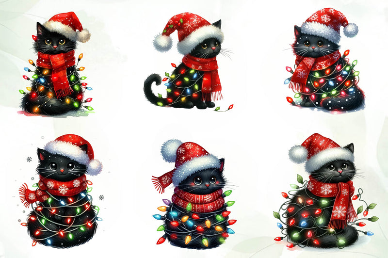 Funny Christmas Black Cat Clipart Bundle 1 - CraftNest - Digital Crafting and Art
