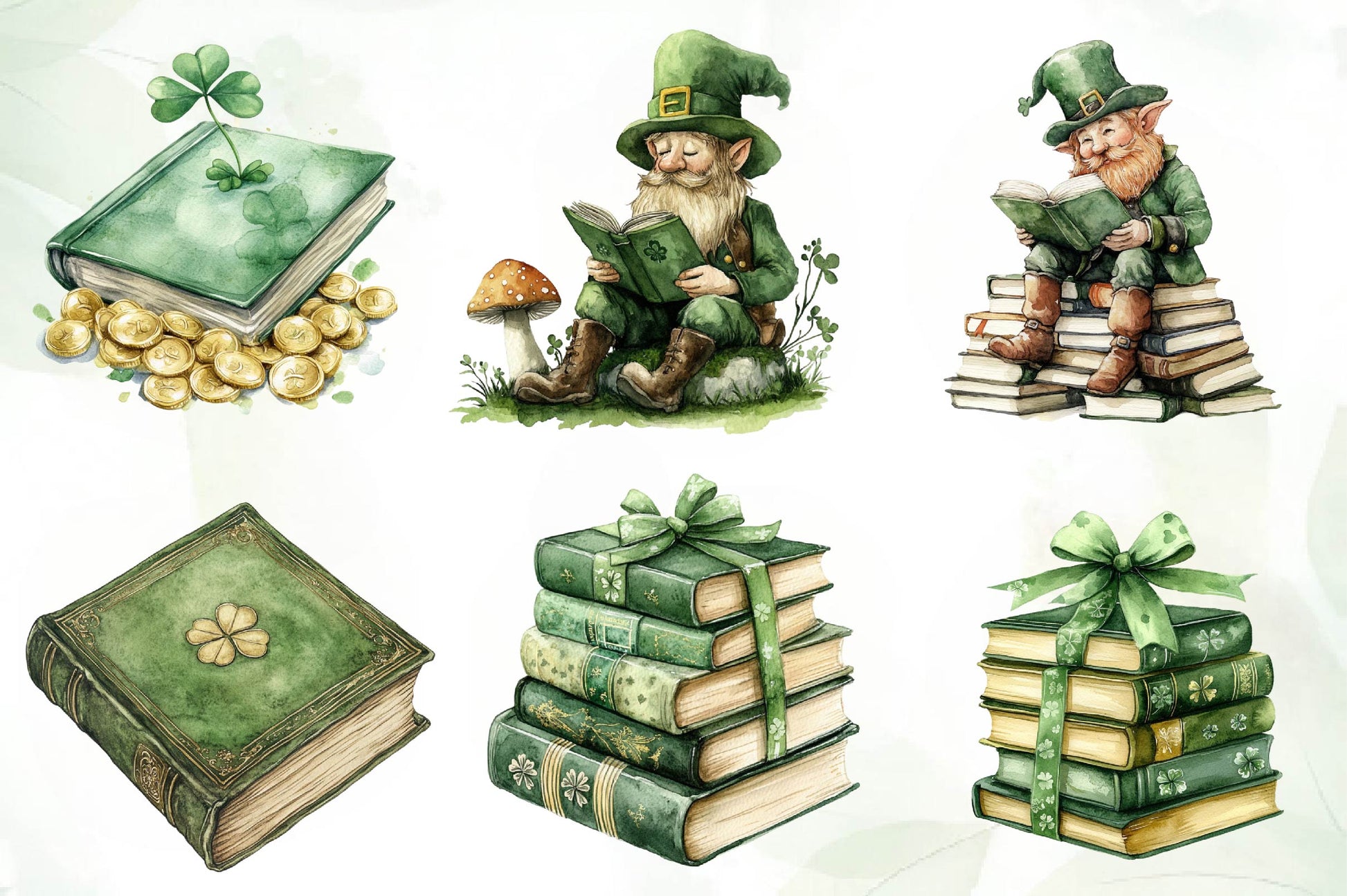 St Patricks Day Reading Clipart Bundle - CraftNest - Digital Crafting and Art