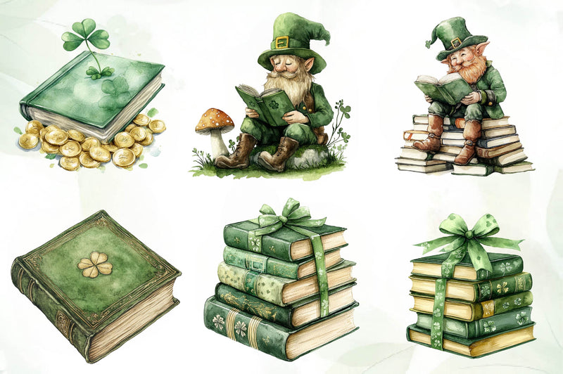 St Patricks Day Reading Clipart Bundle - CraftNest - Digital Crafting and Art