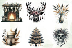 Boho Moody Christmas Clipart Bundle - CraftNest - Digital Crafting and Art