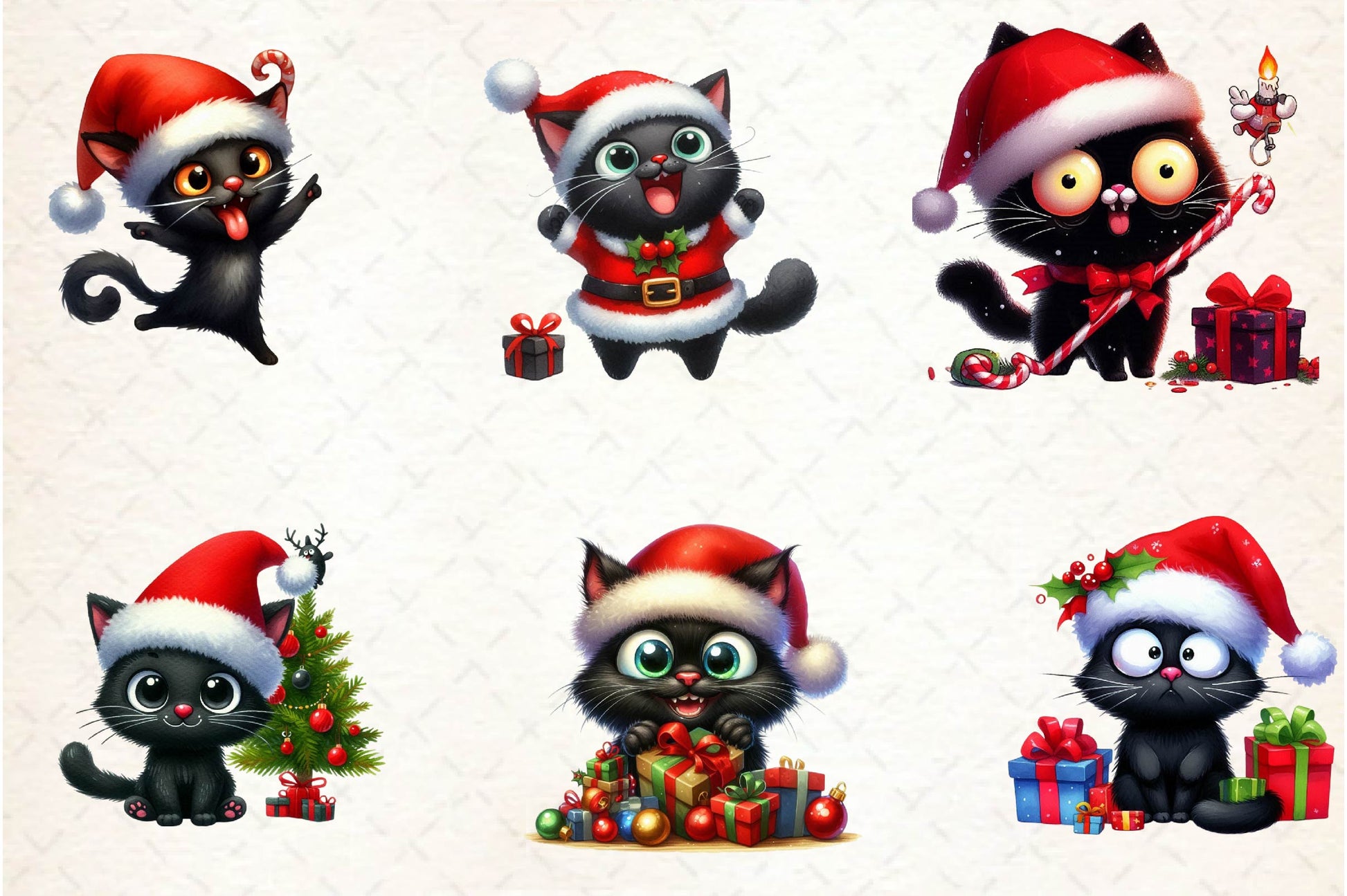 Funny Christmas Black Cat Clipart Bundle 2 - CraftNest - Digital Crafting and Art