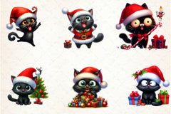 Funny Christmas Black Cat Clipart Bundle 2 - CraftNest - Digital Crafting and Art