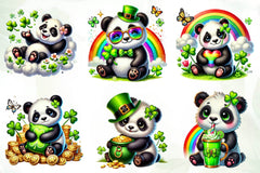 St Patricks Day Cute Panda Clipart Bundle - CraftNest - Digital Crafting and Art