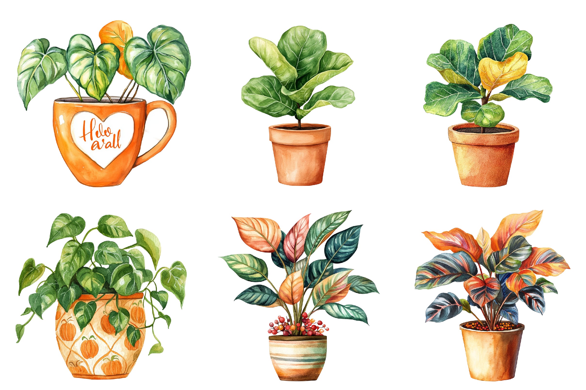Positive Autumn Houseplant Clipart Bundle - CraftNest - Digital Crafting and Art