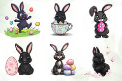 Cute Black Easter Bunny Clipart Bundle - CraftNest - Digital Crafting and Art