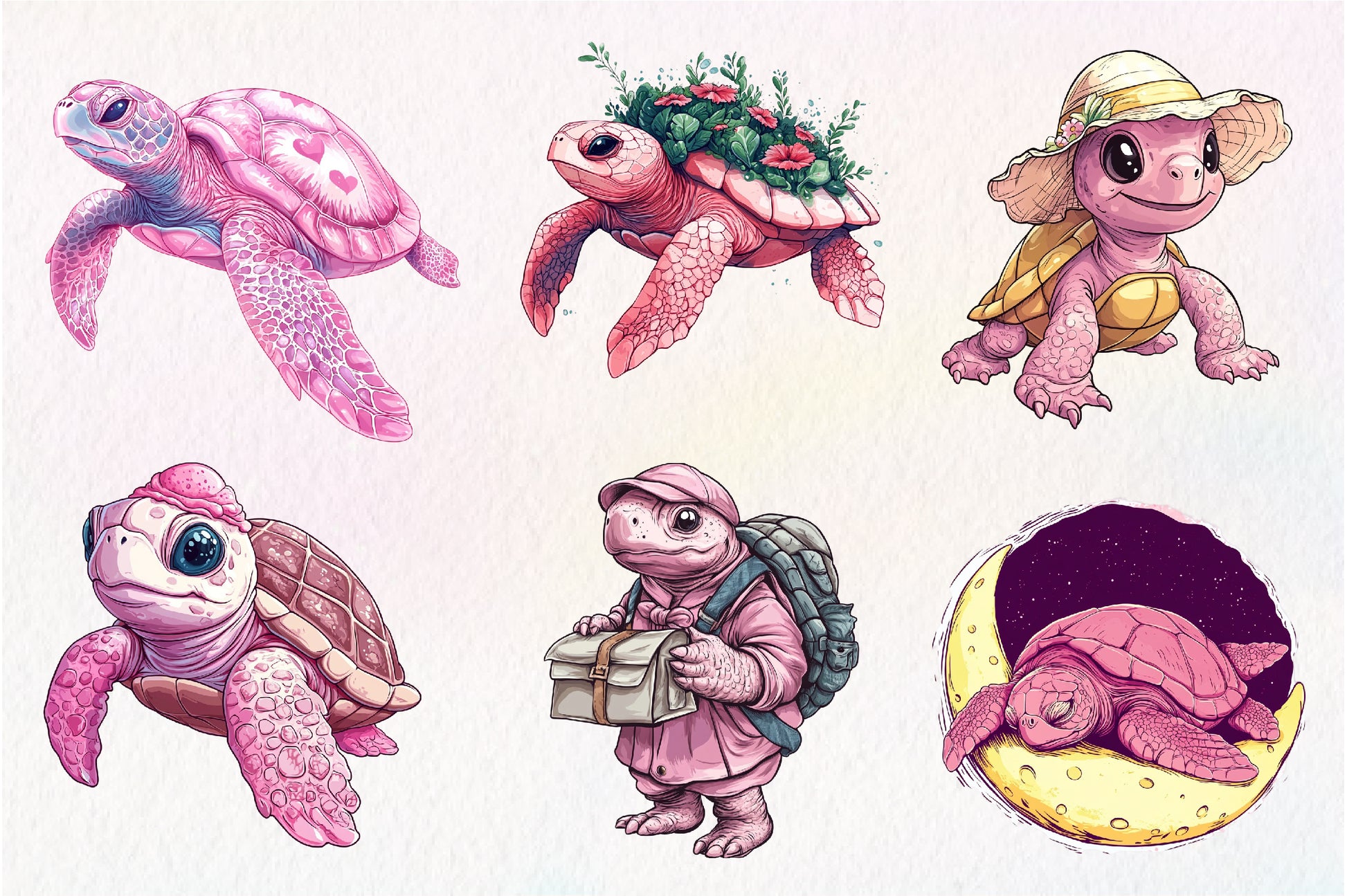 Pink Sea Turtle Clipart Bundle - CraftNest - Digital Crafting and Art