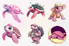 Pink Sea Turtle Clipart Bundle - CraftNest - Digital Crafting and Art