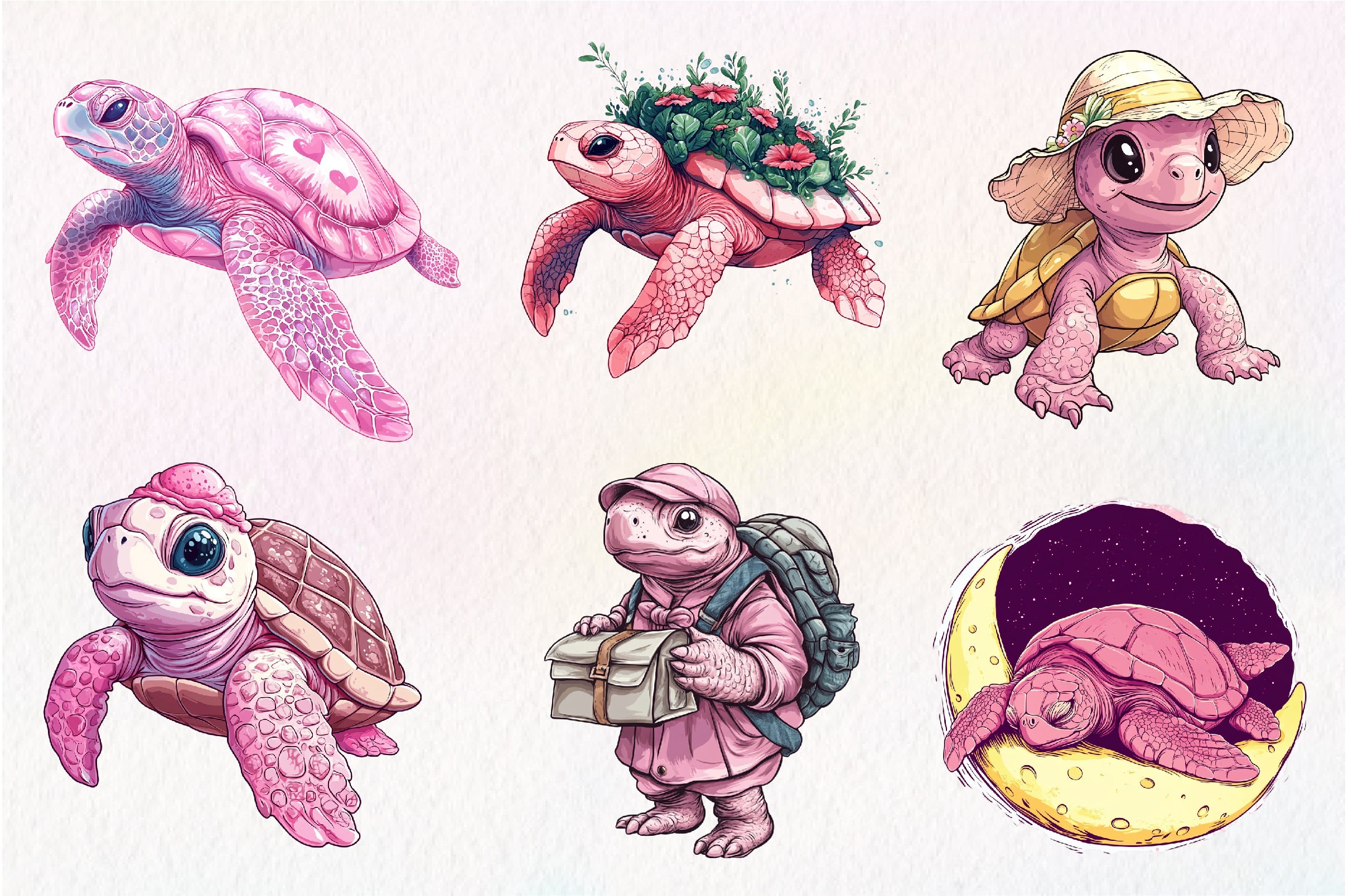 Pink Sea Turtle Clipart Bundle - CraftNest - Digital Crafting and Art