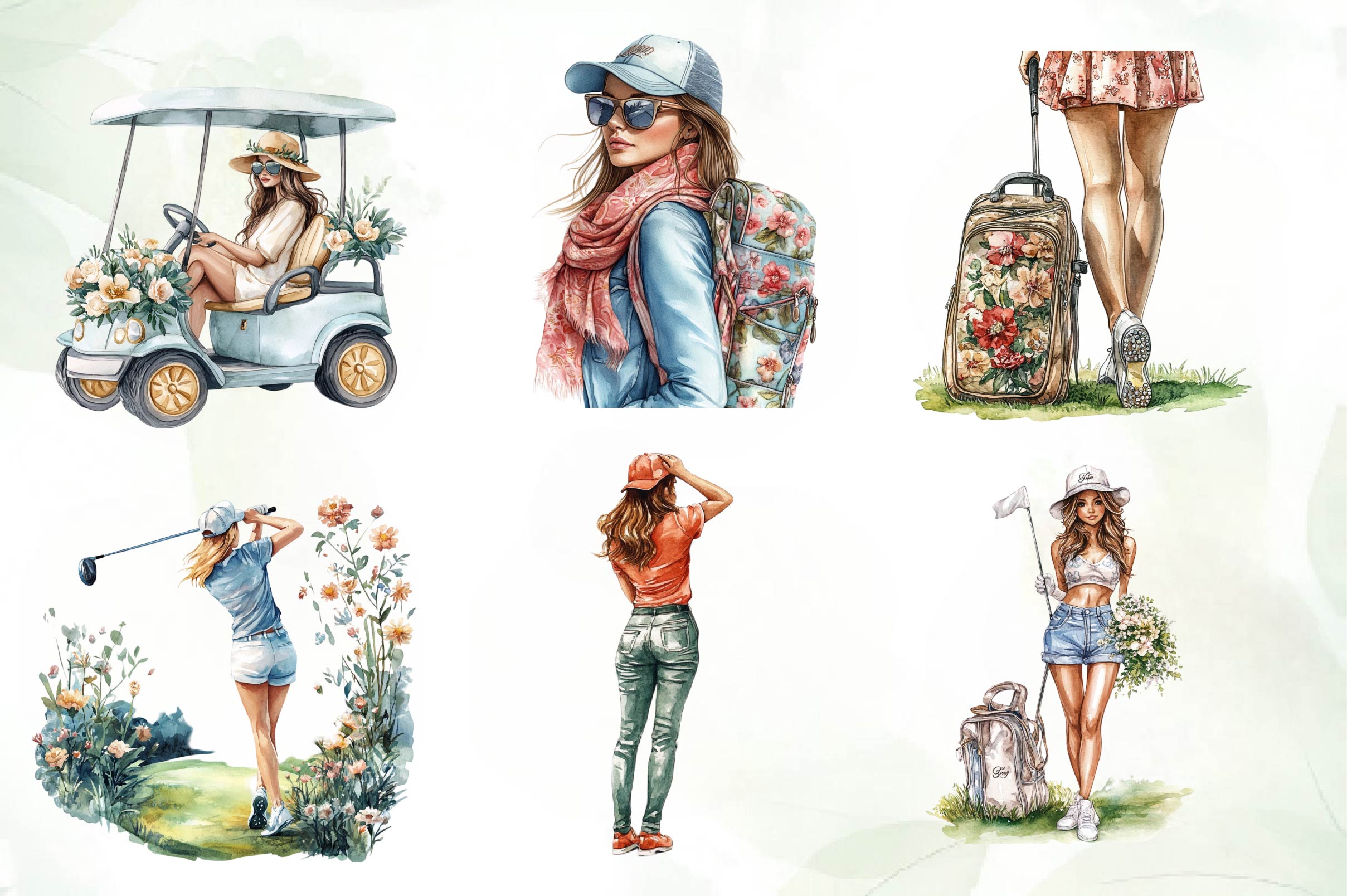 Luxury Golf Girl Clipart Bundle - CraftNest - Digital Crafting and Art