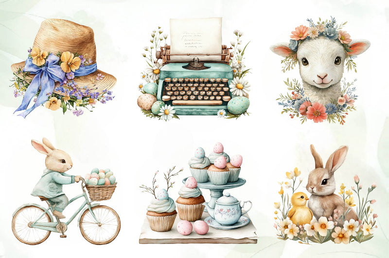 Vintage 1950 Easter Clipart Bundle 1 - CraftNest - Digital Crafting and Art