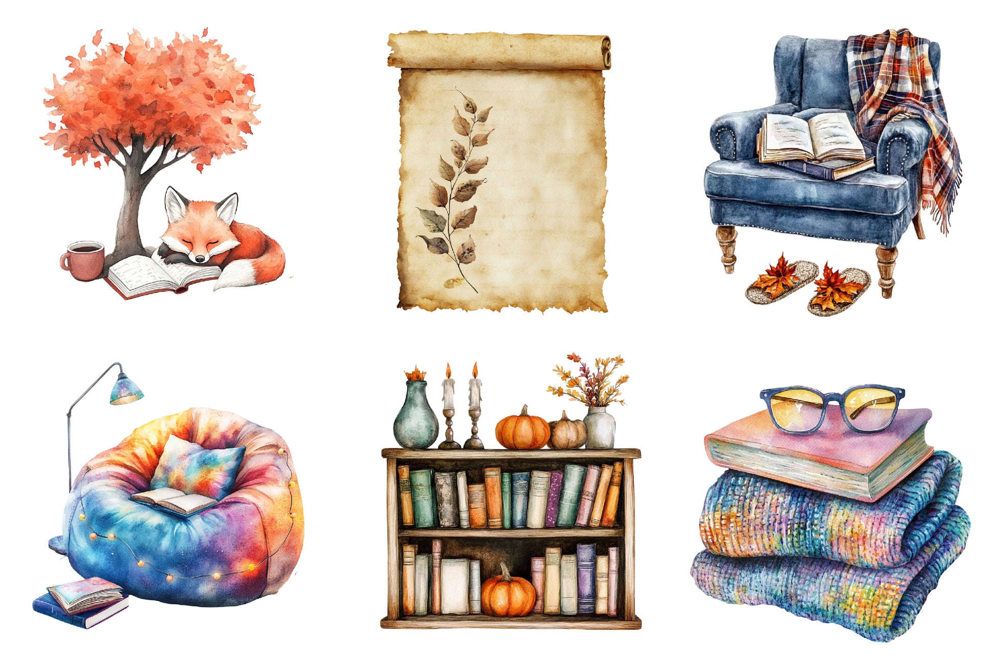 Autumn Reading Clipart Bundle - CraftNest - Digital Crafting and Art
