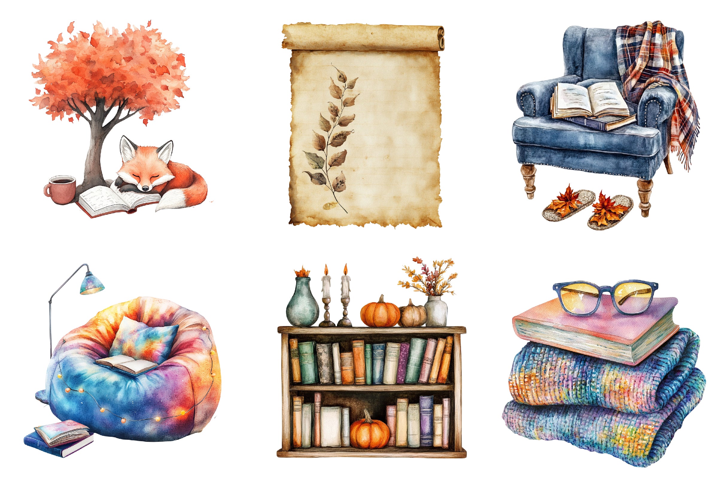 Autumn Reading Clipart Bundle - CraftNest - Digital Crafting and Art