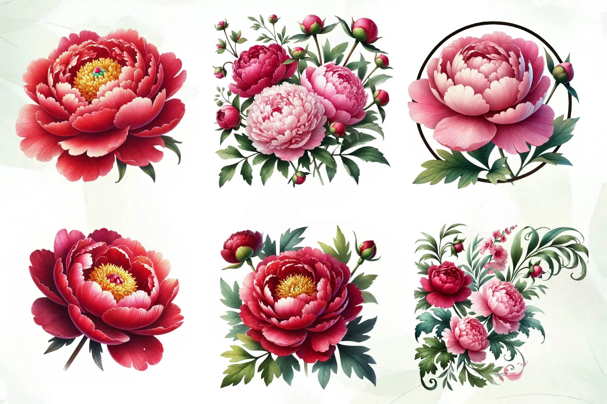 Peonies Flowers Clipart Bundle - CraftNest - Digital Crafting and Art