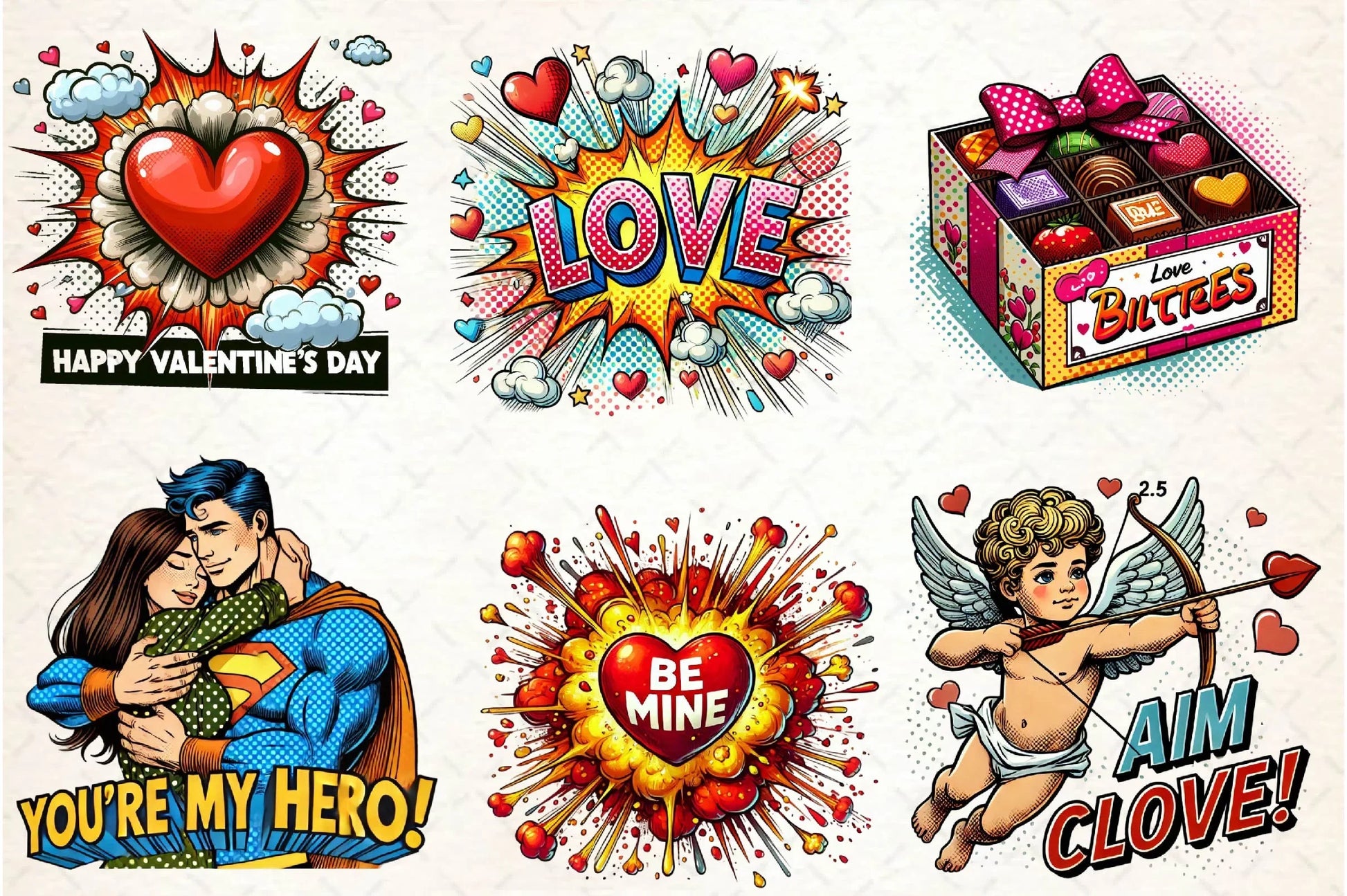 Pop Art Valentines Day Clipart Bundle - CraftNest - Digital Crafting and Art