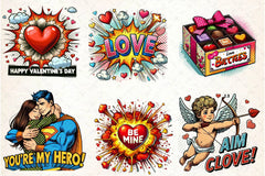 Pop Art Valentines Day Clipart Bundle - CraftNest - Digital Crafting and Art