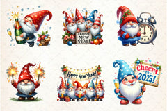 Happy New Year Gnome Clipart Bundle - CraftNest - Digital Crafting and Art
