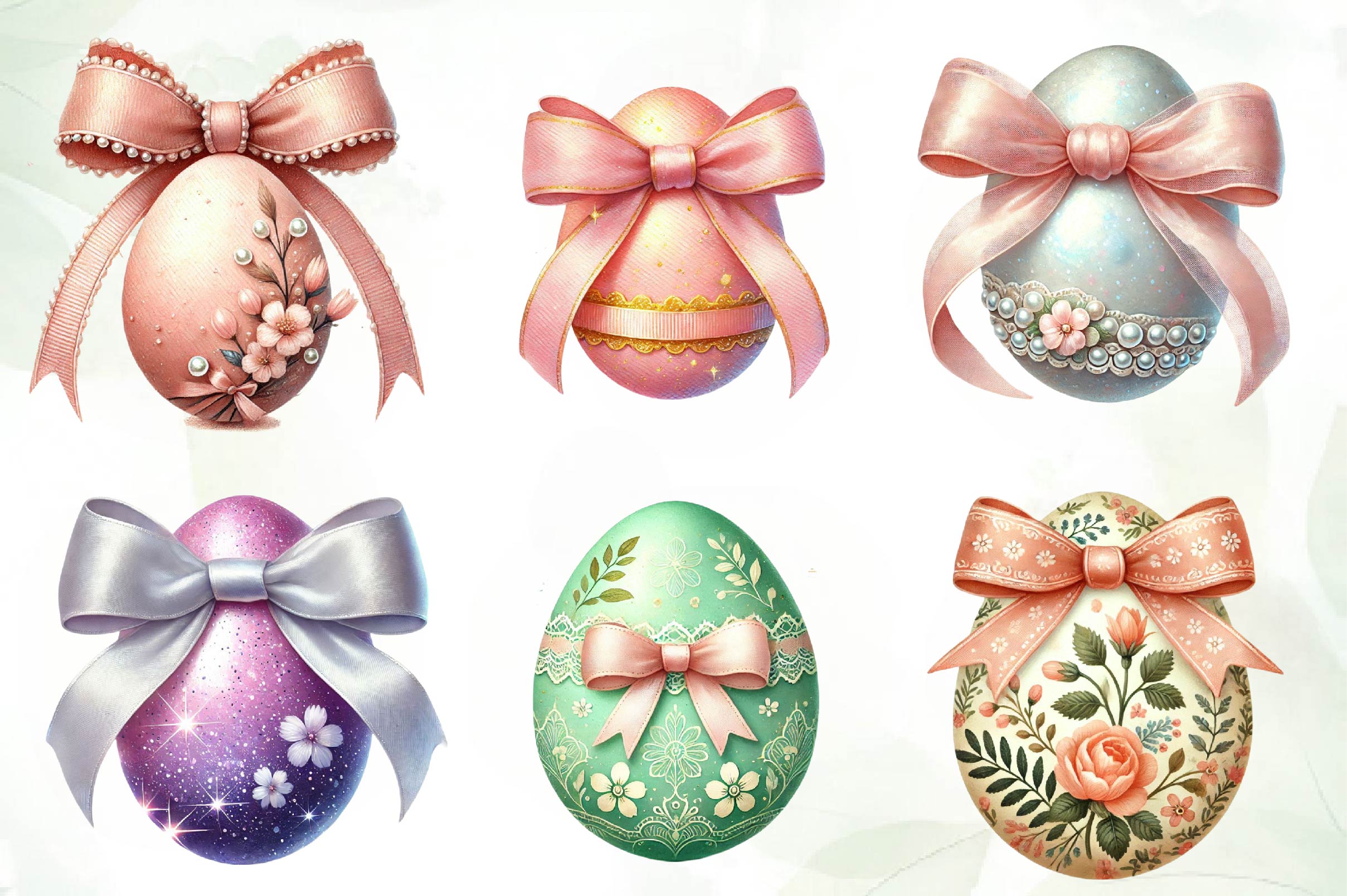 Easter Eggs Coquette Bow Clipart Bundle - CraftNest - Digital Crafting and Art