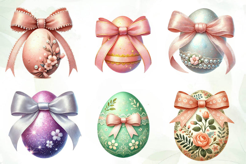 Easter Eggs Coquette Bow Clipart Bundle - CraftNest - Digital Crafting and Art