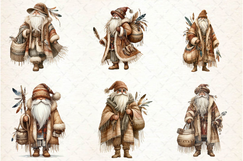 Boho Santa Claus Clipart Bundle - CraftNest - Digital Crafting and Art