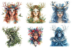 Deer Skull Mask Girls Clipart Bundle - CraftNest - Digital Crafting and Art