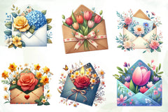 Spring Envelope Flower Letter Clipart Bundle 1 - CraftNest - Digital Crafting and Art