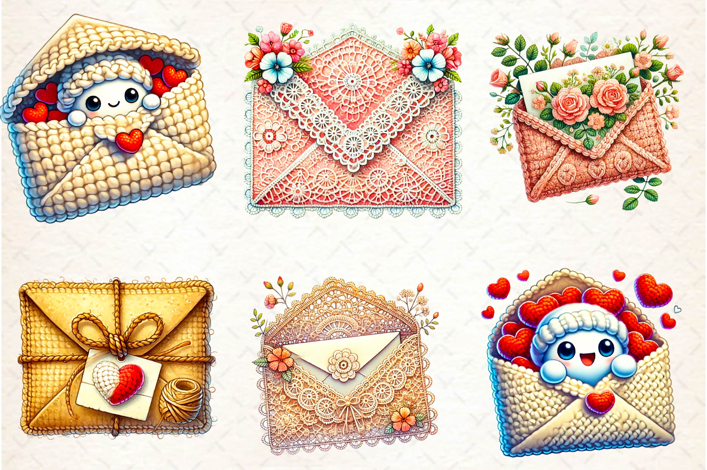 Valentine Crochet Envelopes Clipart Bundle - CraftNest - Digital Crafting and Art