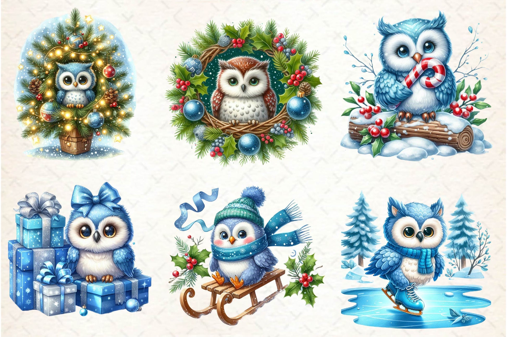 Christmas Owl Clipart Bundle - CraftNest - Digital Crafting and Art