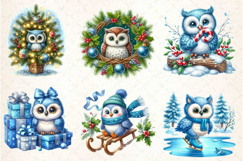 Christmas Owl Clipart Bundle - CraftNest - Digital Crafting and Art