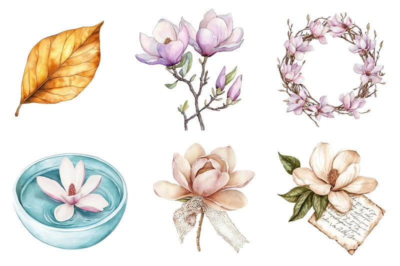 Magnolias Spring Flowers Clipart Bundle - CraftNest - Digital Crafting and Art