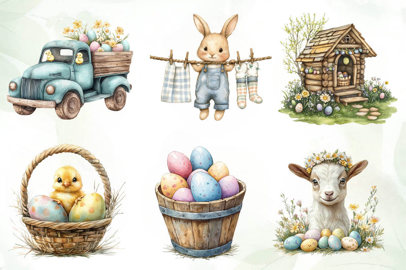 Country Farmhouse Easter Clipart Bundle - CraftNest - Digital Crafting and Art