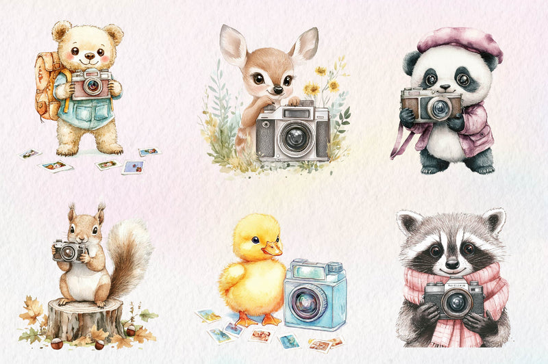 Cute Animals Photographer Clipart Bundle - CraftNest - Digital Crafting and Art