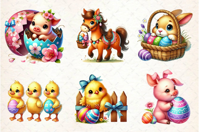 Easter Farm Animals Clipart Bundle 1 - CraftNest - Digital Crafting and Art