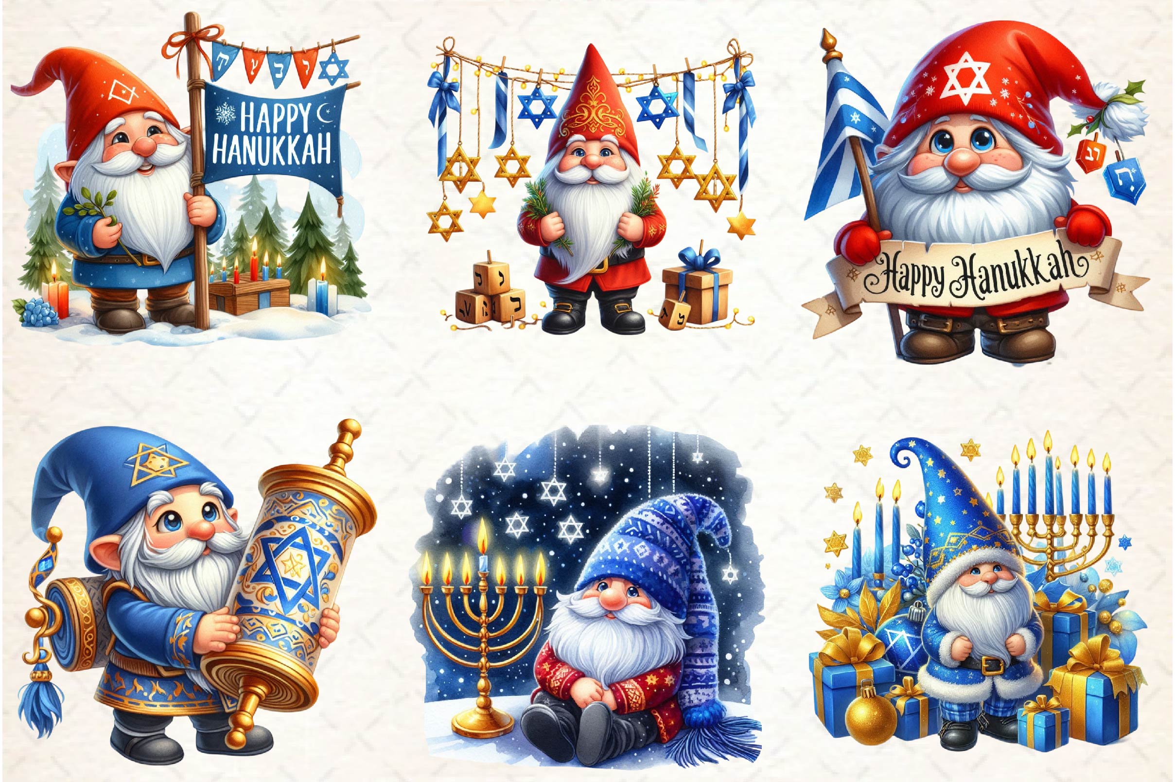 Gnome Hanukkah Clipart Bundle - CraftNest - Digital Crafting and Art