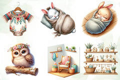 Boho Nursery Baby Clipart Bundle 1 - CraftNest - Digital Crafting and Art