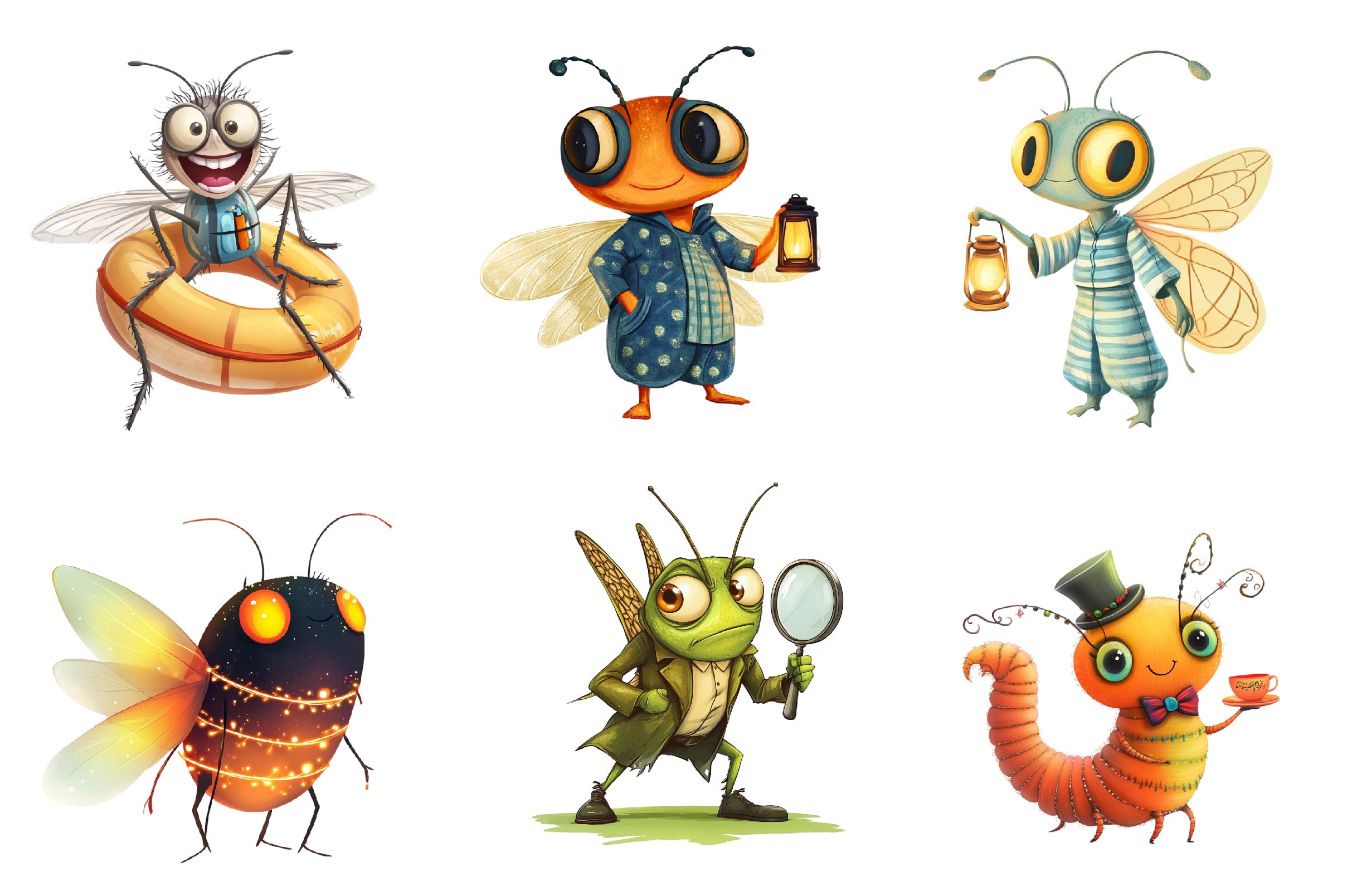 Quirky Whimsical Insects Animals Clipart Bundle - CraftNest - Digital Crafting and Art