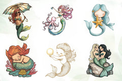 Cute Little Mermaid Clipart Bundle - CraftNest - Digital Crafting and Art
